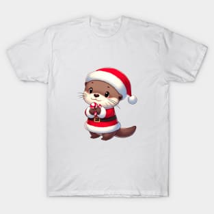 Cute Christmas Otter Santa T-Shirt